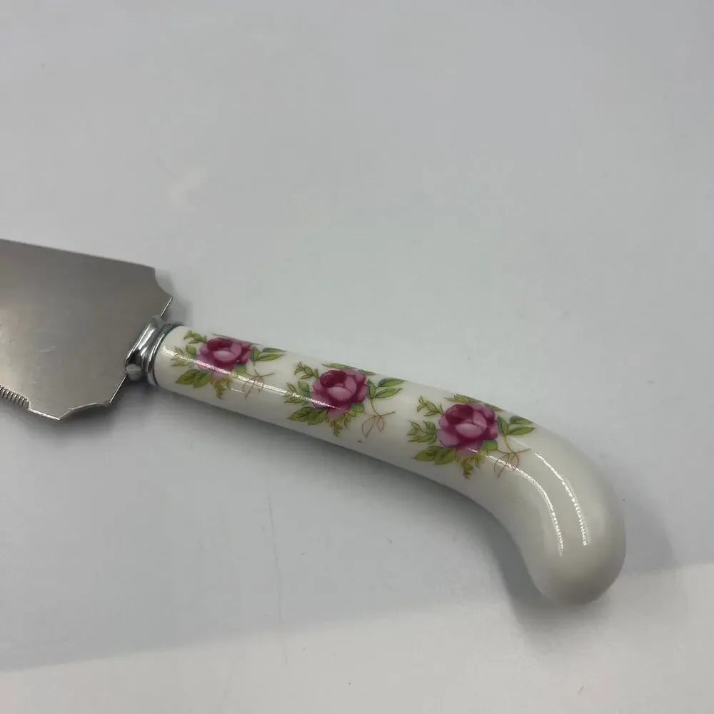 Vintage Sheffield Prill Stainless Cake Serving Knife Rose England Decorative